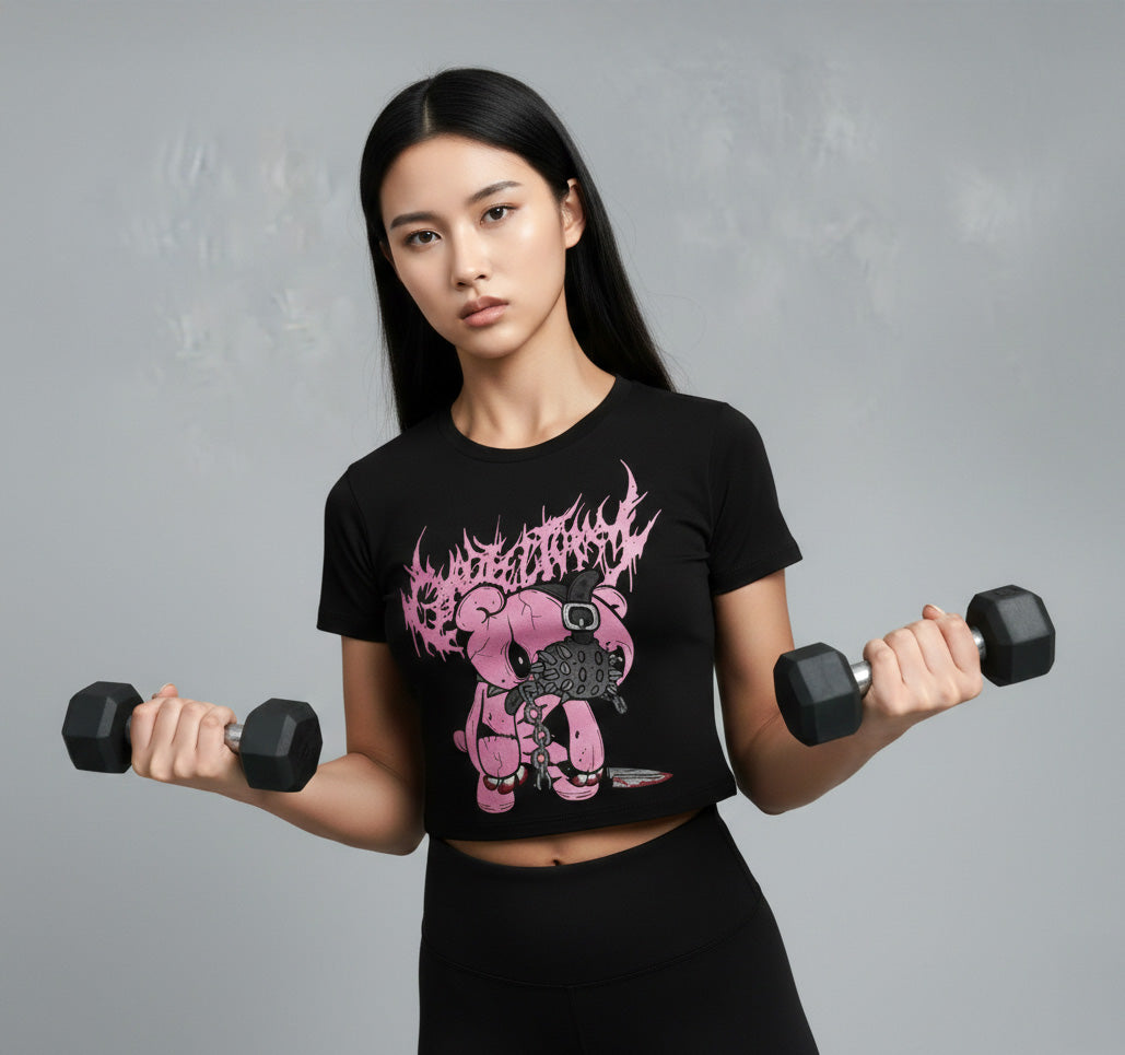 Women Cyber Sigil Bear Crop Top
