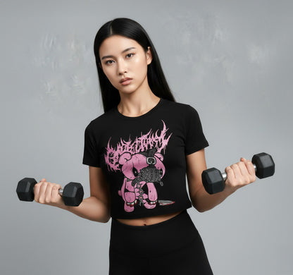 Women Cyber Sigil Bear Crop Top