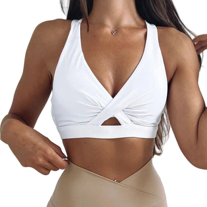 Plus Size S-2XL Cross Back Sport Bra /Pleated Design Fitness Top (Victorious Starlight Vector Bra)