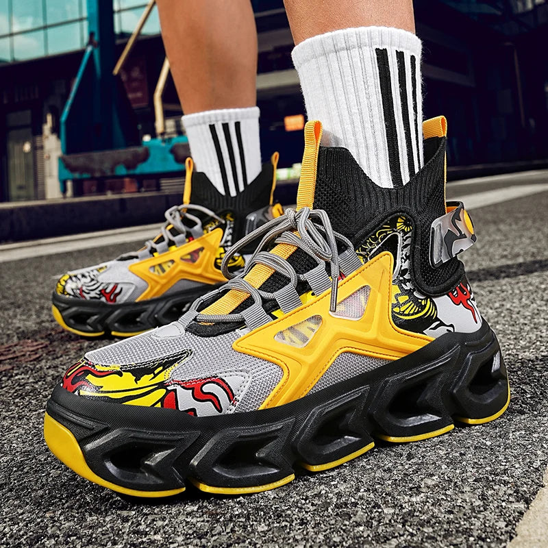 Workout Sneakers Male Size/ Mixed Color Graphics - Trendy Style