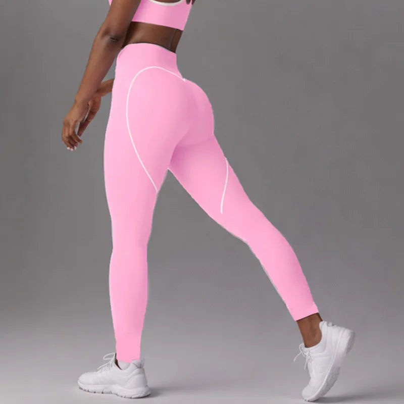 Women's Heart-Shaped High-Waisted Yoga Leggings & Cross-Strap Sports Bra Set (Victorious Ganymede Grind Leggings)