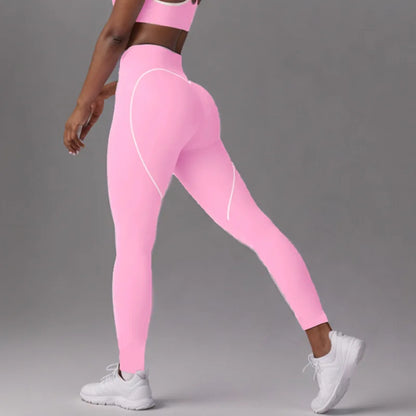 Women's Heart-Shaped High-Waisted Yoga Leggings & Cross-Strap Sports Bra Set (Victorious Ganymede Grind Leggings)