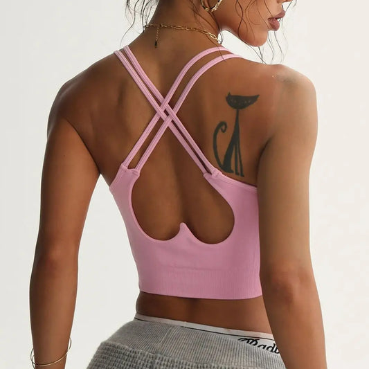 Women Crossover Bandage Gym Bras / Deep V Neck Workout Top ( Victorious CircuitFlex)