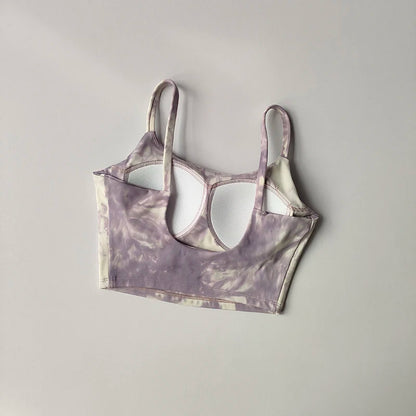 Tie-dyed One-piece Cup Sports Bra/ Women's High Shock-proof Running Top