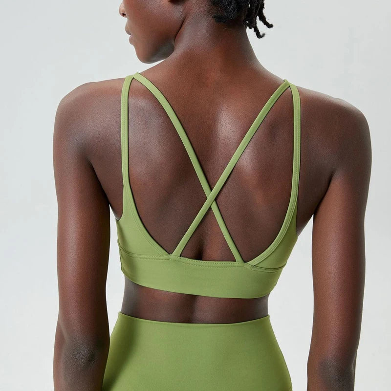 Women's Buttery Soft V-Neckline Sports Bra / Gym Bra High Impact (Victorious TechWeave)