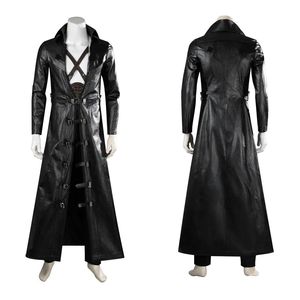 FF7 Sephiroth Cosplay Black/ Fantasy Leather Coat and Accessories