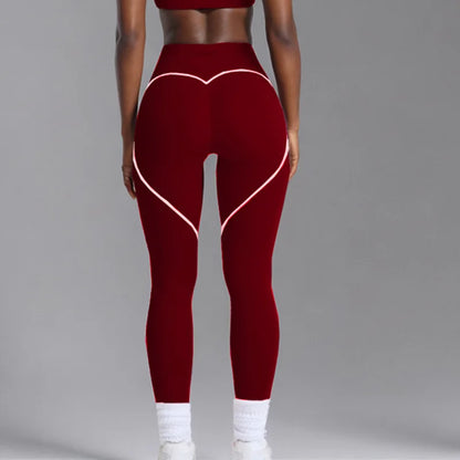 Women's Heart-Shaped High-Waisted Yoga Leggings & Cross-Strap Sports Bra Set (Victorious Ganymede Grind Leggings)