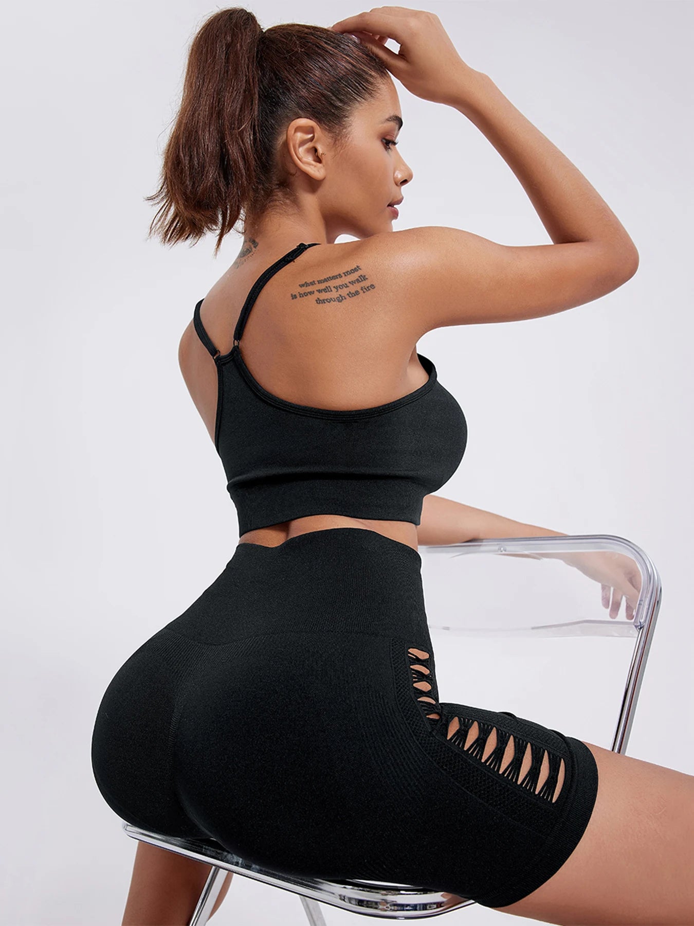 Women Tie Dye Hollow Seamless Yoga Shorts (Victorious EvoCore Shorts)