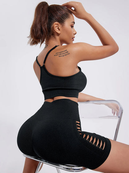 Women Tie Dye Hollow Seamless Yoga Shorts (Victorious EvoCore Shorts)