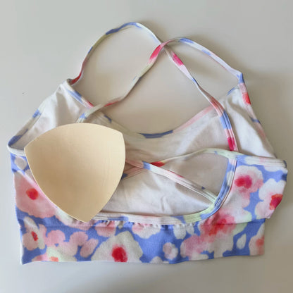 Floral Print Yoga Bra for Women/ Cross Back Gym Sports Bra