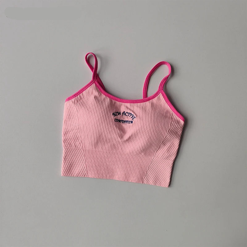 Color Blocking Sports Bra for Women / Fixed Cup Fitness Bra / Gym Bra