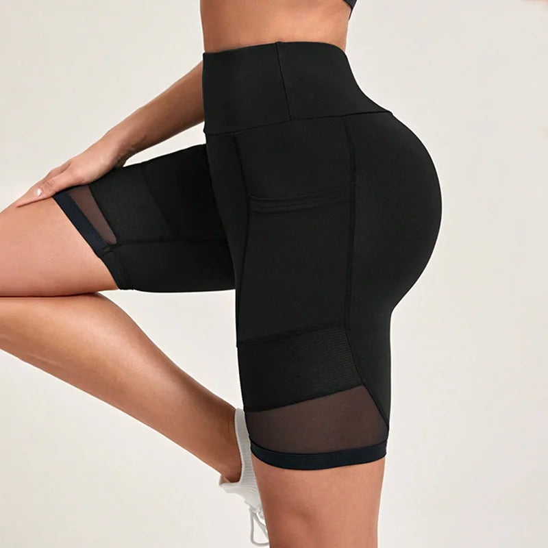 High Waist Mesh Yoga Shorts with Pockets (Victorious MechaMorph Shorts)