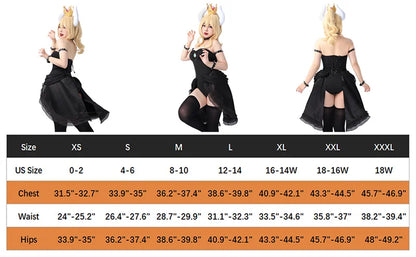 Bowsette Cosplay Costume Black Gothic Dress