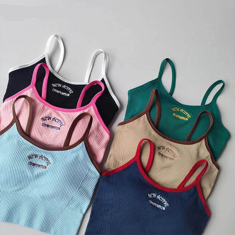 Color Blocking Sports Bra for Women / Fixed Cup Fitness Bra / Gym Bra