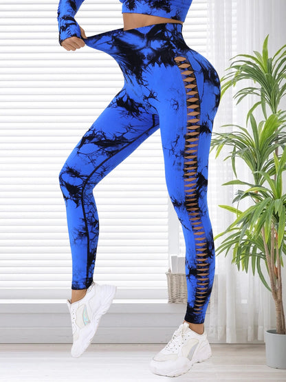 Women Seamless Tie Dye Hollow out Sports Pant Yoga