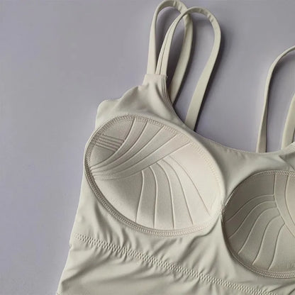 Women's Back knotted Sports Bra / High Impact Gym (Victorious Titanium Mesh)