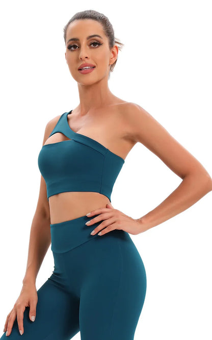 Women's Oblique One Shoulder Strap Bra / Fitness Bra Tops (Victorious CoreSignal)