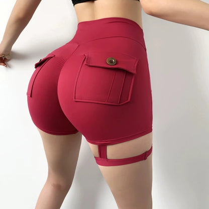 high-waisted peach hip lift sports shorts (Victorious Nova Support Shorts)