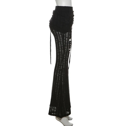 Goth Dark Solid High Waist Pants/ Holes See Through Trousers (Victorious HoloEdge)