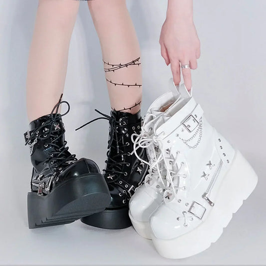 Gothic Style Platform Boots/ Vampire Cosplay Women Mid-calf Boots
