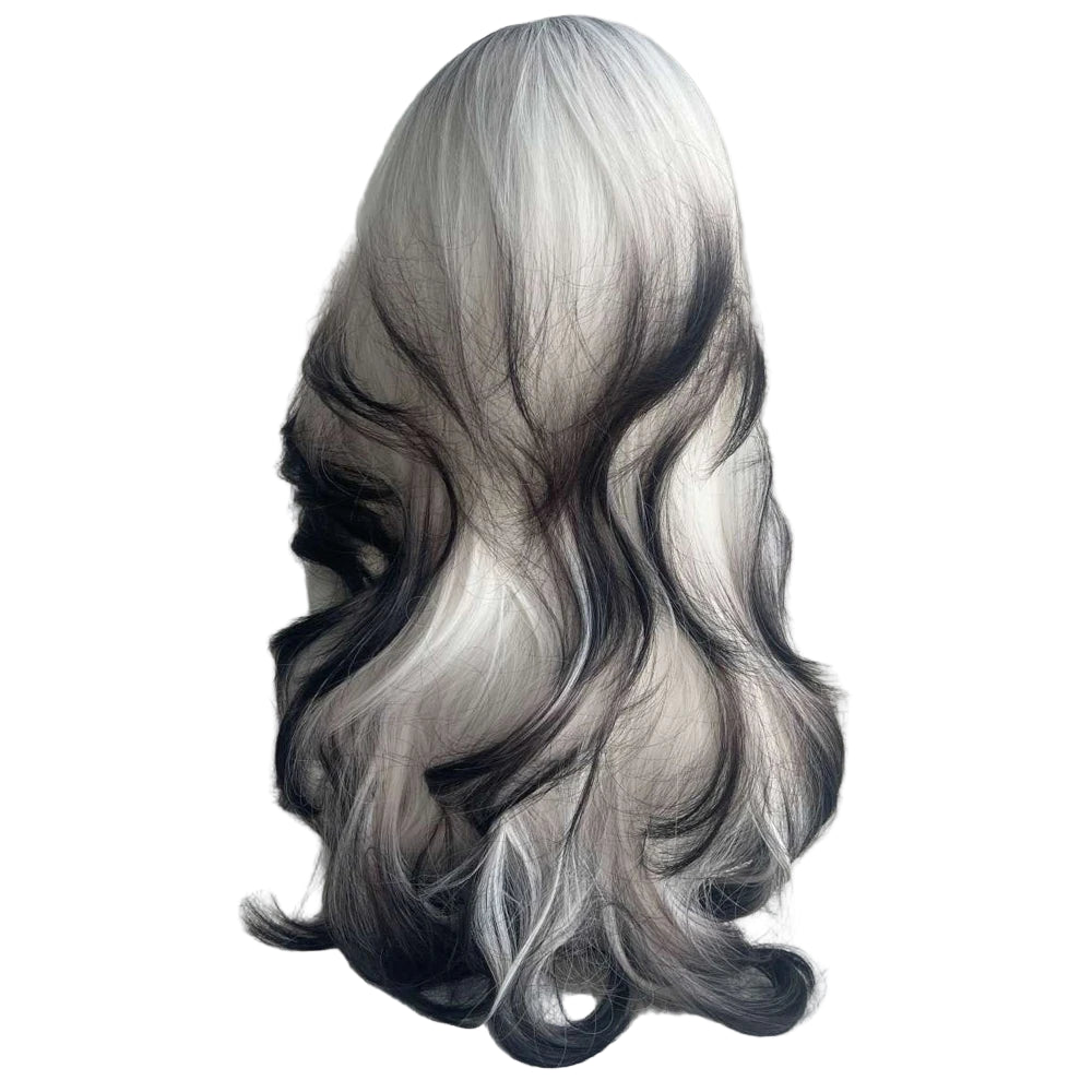 Long Wave Synthetic Black Ombre White Wig Fluffy Women Heat Resistant Wig for Daily Party Lolita Cosplay
