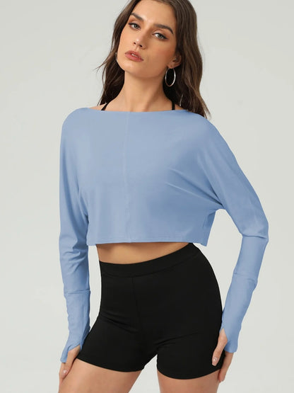 Yoga Shirts Women Long Sleeve Hollow Out Backless Crop Top (Victorious NeuraFit)