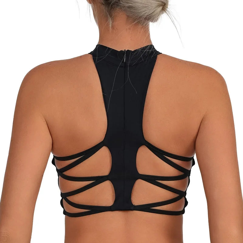 Sheer Mesh Yoga Bra / Beauty Back Inner Wearing Hollow-out Workout Bra (Victorious Astro Nexus)