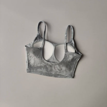 Tie-dyed One-piece Cup Sports Bra/ Women's High Shock-proof Running Top