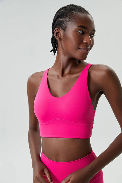 Women's Buttery Soft V-Neckline Sports Bra / Gym Bra High Impact (Victorious TechWeave)