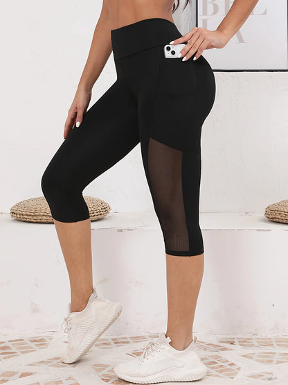 Women's Mesh Splicing With Pockets High Waist Leggings (Victorious Nova Colony)