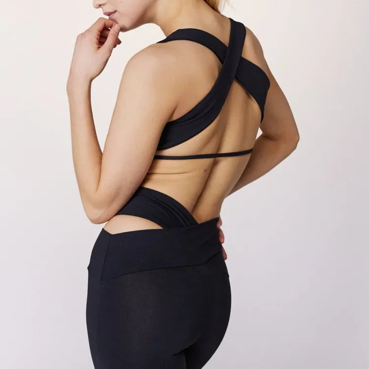 Women's Elastic Sports Bra & Shorts/ Wide Strap Cross Back Fitness Bra (Victorious Motion Matrix)