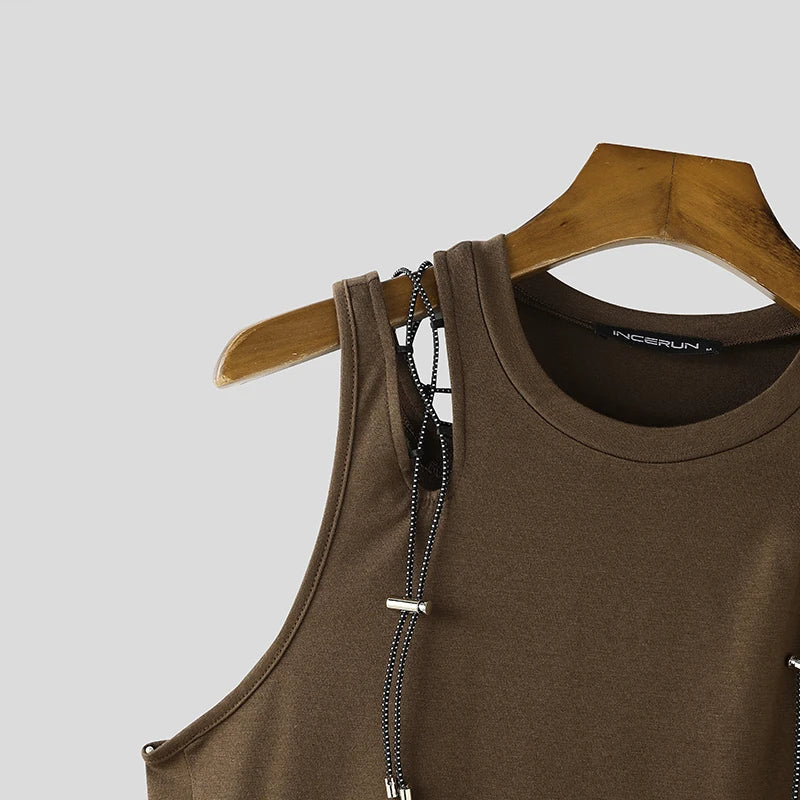 Mesh Tech Hollow Ribbed Tank Top/ Unisex / activewear & casual