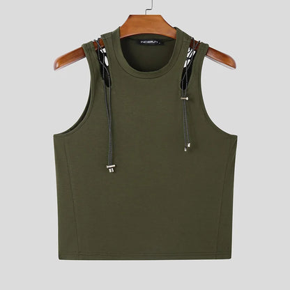 Mesh Tech Hollow Ribbed Tank Top/ Unisex / activewear & casual