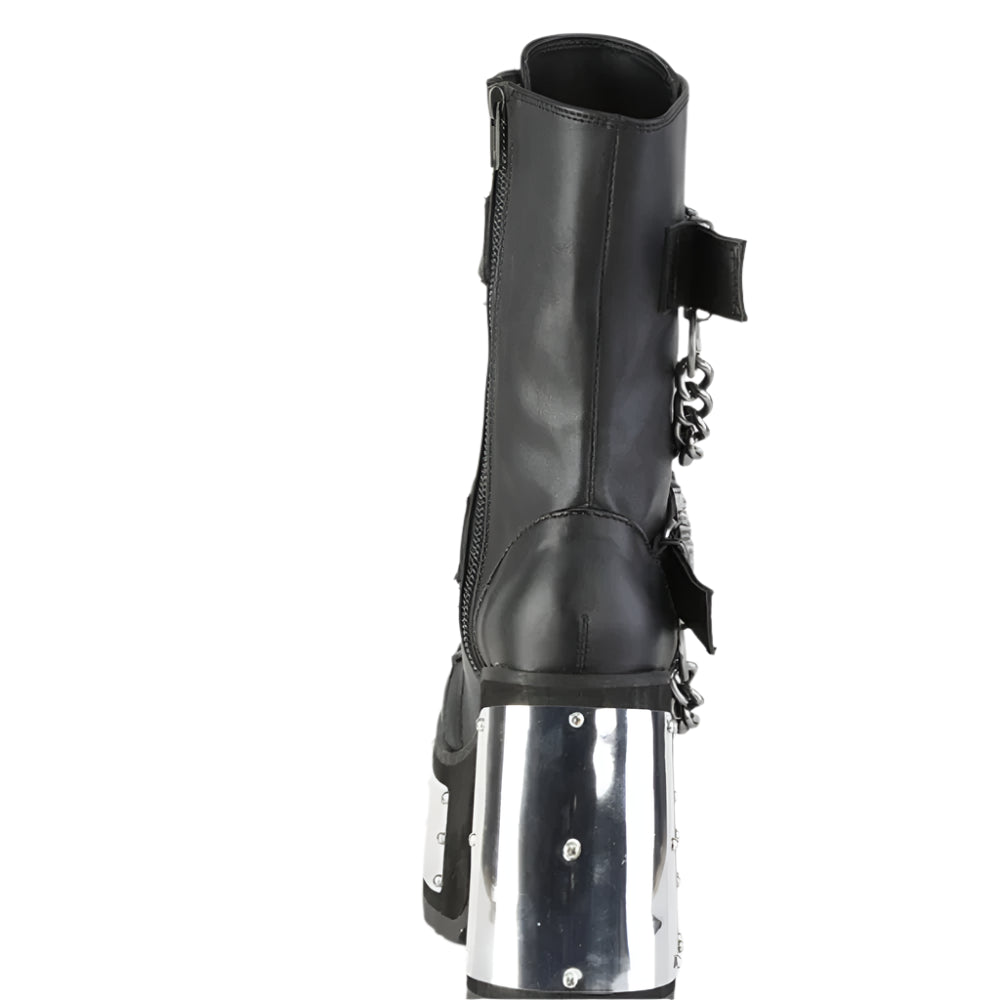 Gothic Skeleton Hand Rivets Chain Boots / Women's Round Toe Silver Platform Boots