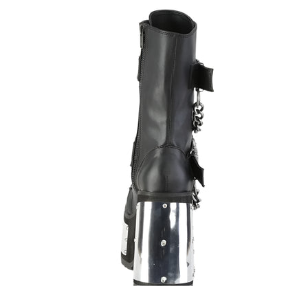 Gothic Skeleton Hand Rivets Chain Boots / Women's Round Toe Silver Platform Boots