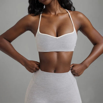 Women's Heart-Shaped High-Waisted Yoga Leggings & Cross-Strap Sports Bra Set (Victorious Ganymede Grind Leggings)