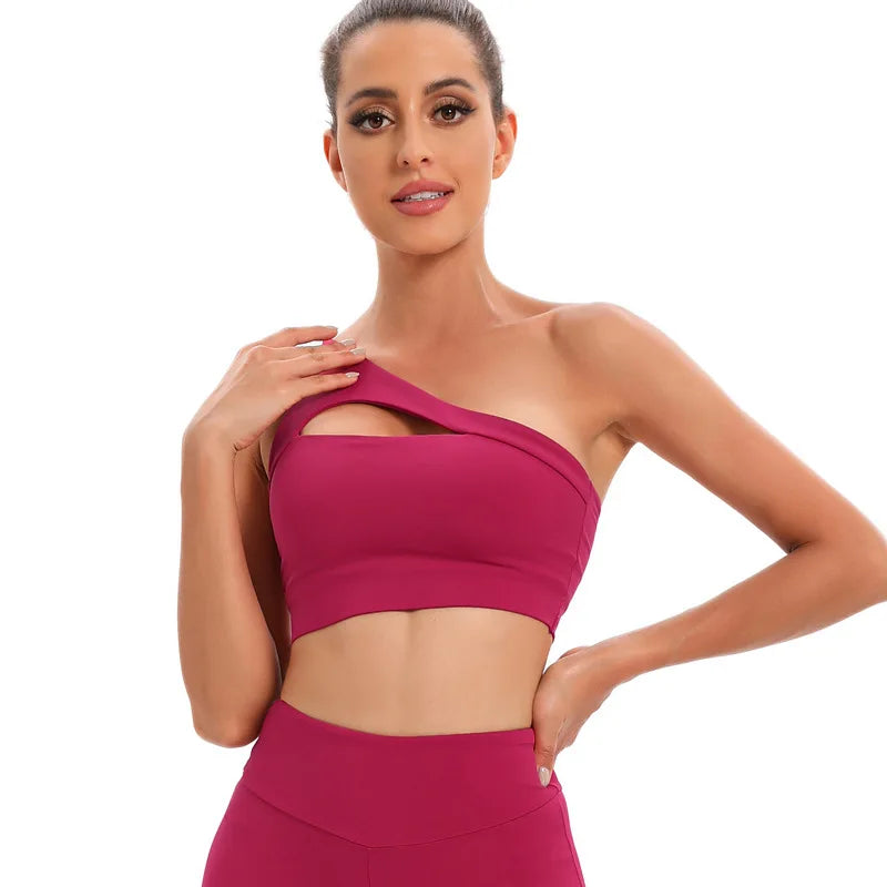 Women's Oblique One Shoulder Strap Bra / Fitness Bra Tops (Victorious CoreSignal)