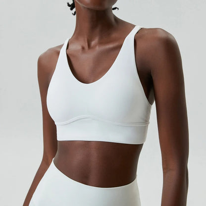 Women's Buttery Soft V-Neckline Sports Bra / Gym Bra High Impact (Victorious TechWeave)