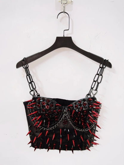 Gothic Full Outfit clothes  / Red Spikes and Black set