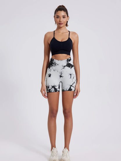 Women Tie Dye Hollow Seamless Yoga Shorts (Victorious EvoCore Shorts)