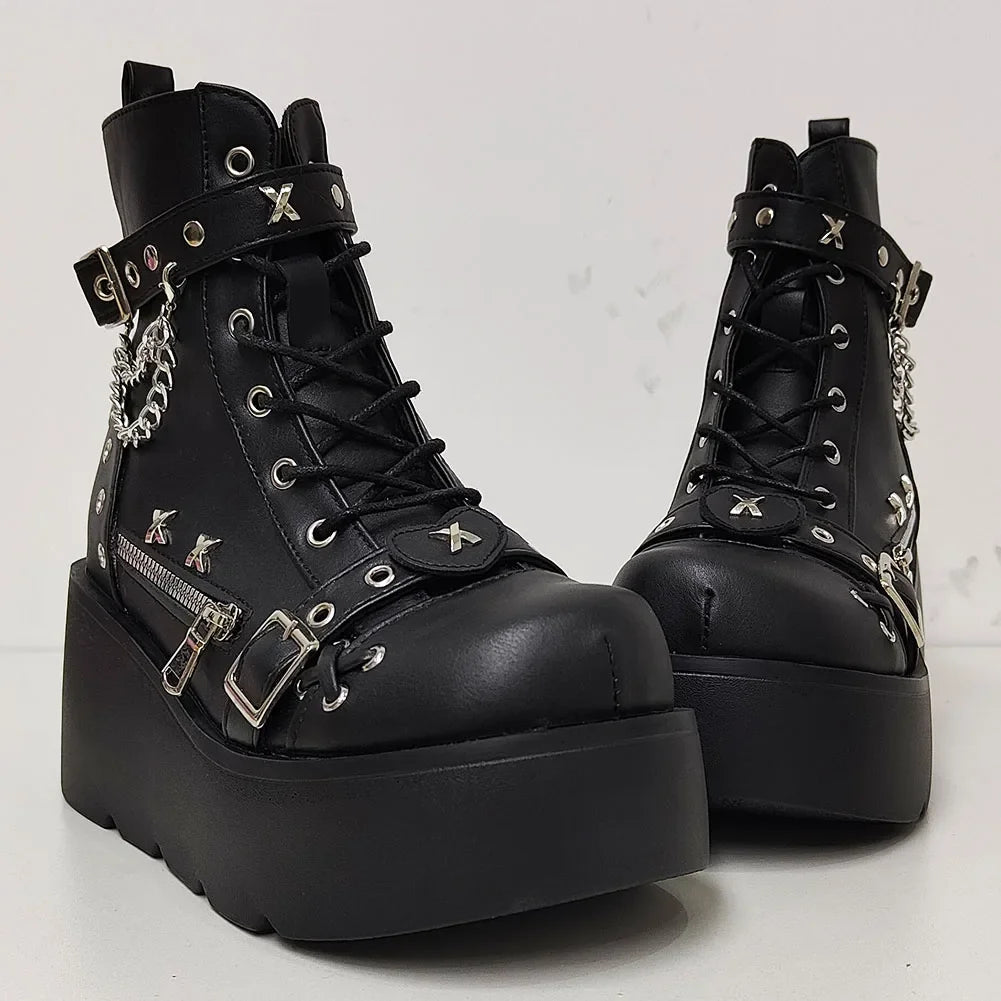Gothic Style Platform Boots/ Vampire Cosplay Women Mid-calf Boots