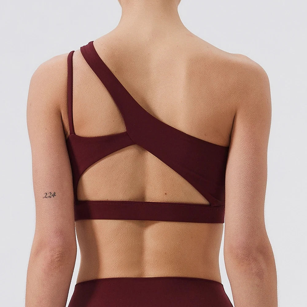 Women Sports Bra/ Push Up Fitness Bras/ One Shoulder Shockproof (Victorious Cosmo Surge)