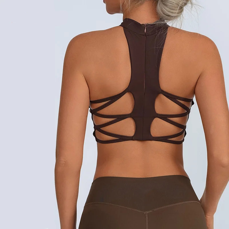 Sheer Mesh Yoga Bra / Beauty Back Inner Wearing Hollow-out Workout Bra (Victorious Astro Nexus)