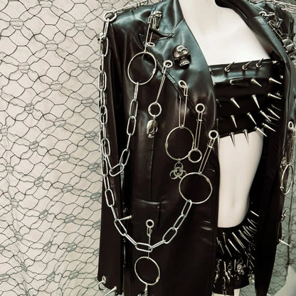 Gothic Style Outfit set with Spikes and Chains/ Full Goth Outfit