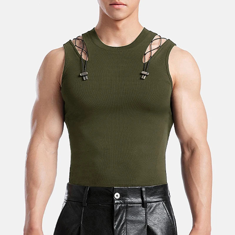 Mesh Tech Hollow Ribbed Tank Top/ Unisex / activewear & casual