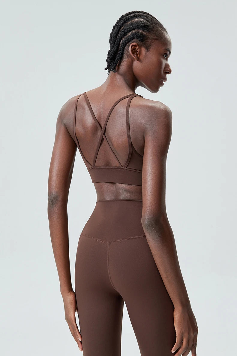 Women's Buttery Soft V-Neckline Sports Bra / Gym Bra High Impact (Victorious TechWeave)