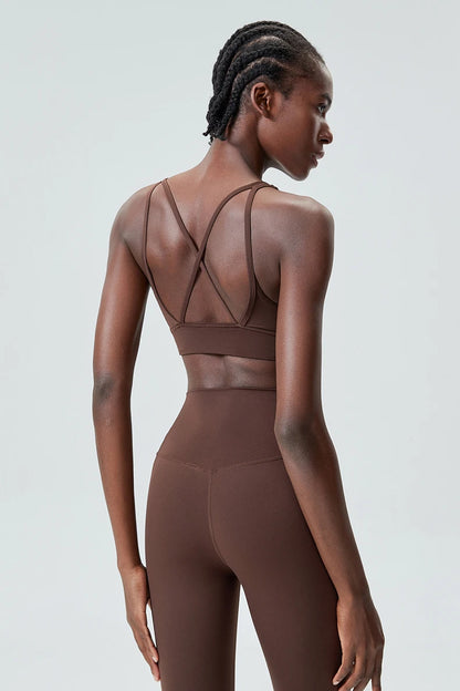 Women's Buttery Soft V-Neckline Sports Bra / Gym Bra High Impact (Victorious TechWeave)