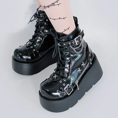 Gothic Style Platform Boots/ Vampire Cosplay Women Mid-calf Boots