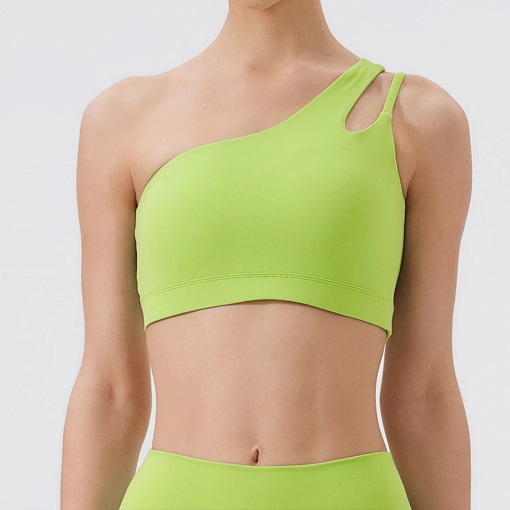 Women Sports Bra/ Push Up Fitness Bras/ One Shoulder Shockproof (Victorious Cosmo Surge)