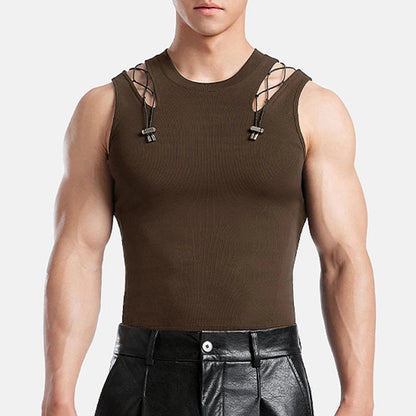 Mesh Tech Hollow Ribbed Tank Top/ Unisex / activewear & casual